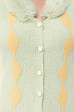 FRANKFURT Women Ladies Girls Winter Wear Acrylic Fur Neck Buttoned Closure Stylish Party Woolen Winter Wear Pista Cardigan Sweater