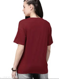 Red oversized cotton blend half sleeve women's T-shirt