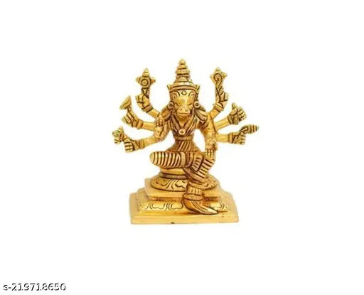 Brass 8-handed Varahi Amman idol, Small size, intricate detail, Indian origin
