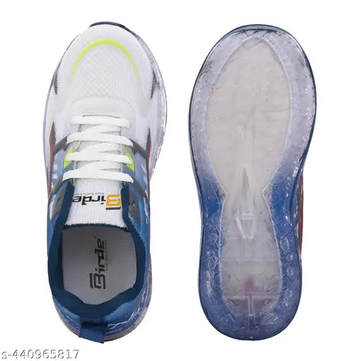 Bright blue and green Birde LED light shoes with elastic ankle strap for boys' sports shoes