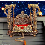 Metal Krishna Parrot Jhula Laddu Gopal Home-Office Decoration, Indian crafted metal swing for Janmashtami festivals