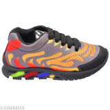 Bouncy boys and girls LED leight Indian walking shoes 5-13 years, colorful design with red, yellow, blue, green, black, and white accents