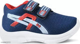 Blue and red Velcro kid sneakers, unisex design, mesh material for comfort