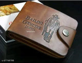 Brown faux leather men's wallet, printed net pattern, 2 compartments, free size (8cm x 10cm), handmade in India