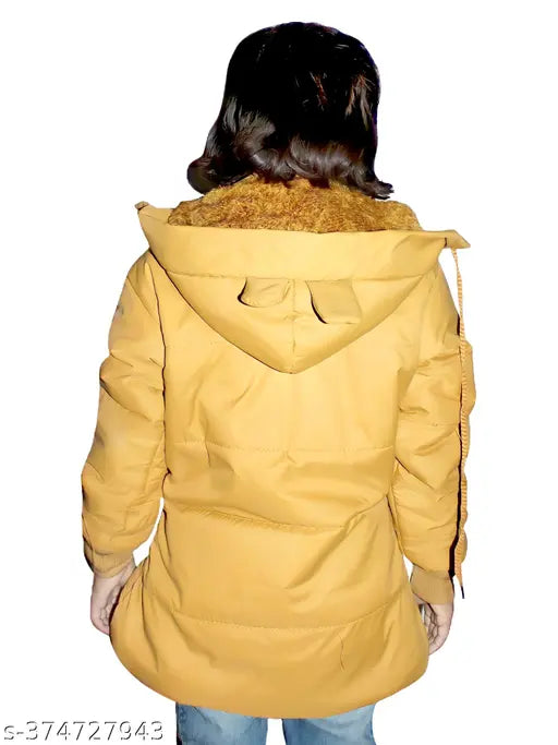 Tan hooded baby girl jacket