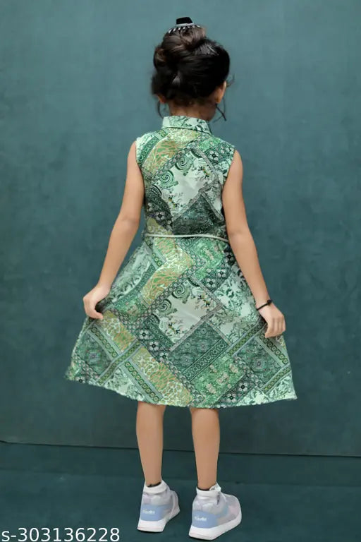 Denim printed kids dress pack, sizes 2-3 years to 12-13 years, available for ages 2 to 14 years old, Indian origin
