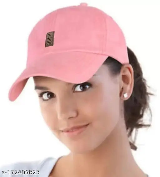 This is an image of a pink baseball cap. It appears to be designed for both men and women, based on its adjustable features. The cap is likely made from cotton or a similar fabric, with a visible logo on the front, suggesting it may be associated with a specific brand or collection