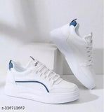 Acrylonitrile and EVA white girls' casual sneakers with lace-up detail, featuring unique prints. Indian-made quality footwear for comfortable everyday wear