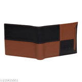 Faux leather men's square ATM wallet with 2 compartments, classy block design, made in high-quality PU leather (India)