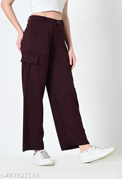 Stylish cotton blend loose fit 4-pocket cargo pants, pack of 2 (XS-XXL), functional & versatile women's and girls' trousers
