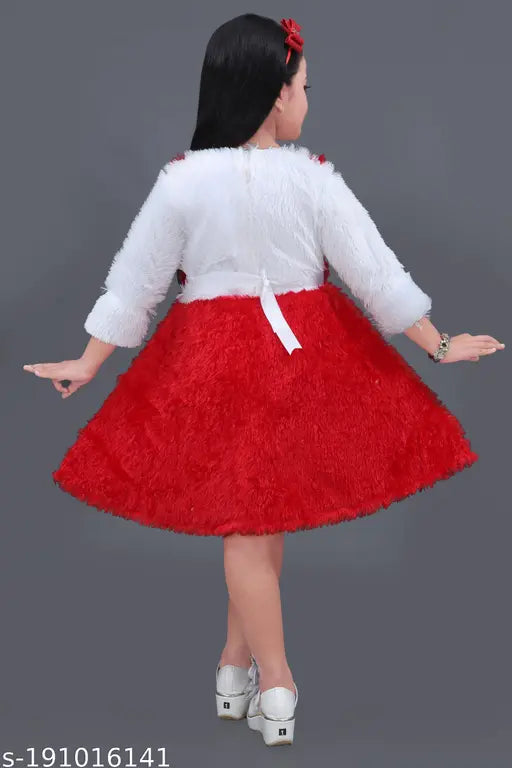 Wool printed net winter frock for kids (0-10 years), best quality from India