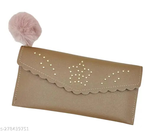 Ladies wallet with card holder, pink accent, zip closure