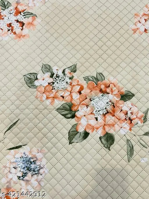 Luxury floral cotton reversible quilted double/king bedsheet set with 2 pillow covers (20x30), ideal for an adult AC room