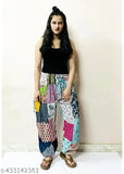 Multi-color printed elastic waist patch work yoga wide leg harem pants, designed for comfortable movement
