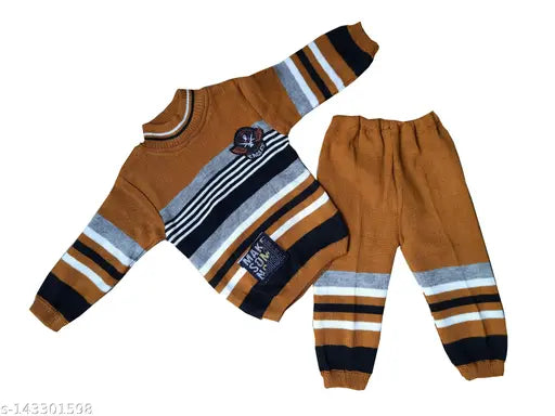 Woolen striped striped winter sweater for kids, long sleeve pack of 1, made in India