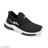 Kid's trendy black sports sneakers with laces, suitable for running and stylish wear