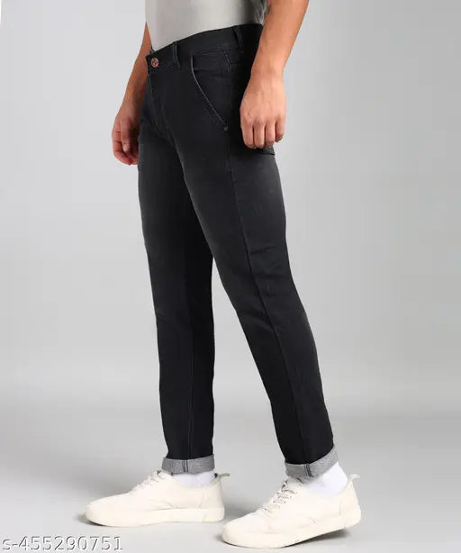 Mens slim fit wash jeans with cross pocket, denim fabric