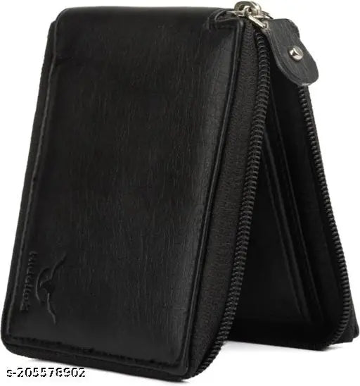 Textured faux leather bi-fold wallet, men's and women's style, 2 compartments, free size