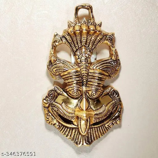 Metal Nazar Battu with Naag Ganesha, antique finish. Traditional home decor accessory for evil eye protection, Feng Shui & Vastu showpiece. Handmade white metal product, ideal gift for religious worship or special occasions. Made in India
