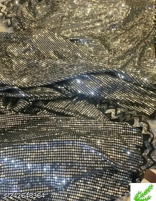 Sequined Georgette saree with detailed sequence work, borders, and fancy cut designs