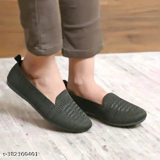 Indian-made textured mesh loafers for women - super stylish slip-on belly shoes