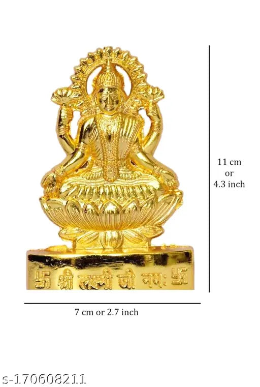 Metal Mahalaxmi Murti, Shri Laxmi Mata idol for Diwali puja, 10cm x 10cm x 6cm Indian god statue
