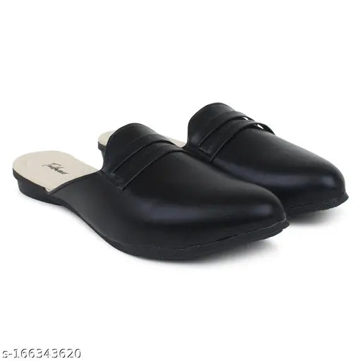 Lycra D strap Fancy Mules Bellies Ballerinas, solid pattern PVC sole, open back net, Indian-made footwear (e.g., IND-4: 22.5cm, IND-7: 25cm)