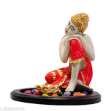 Golden Multicolor Buddha Statue, Premium Quality Polyresin Showpiece for Home Decor, Living Room, Office, Diwali Gifts - 15cm x 15cm x 20cm