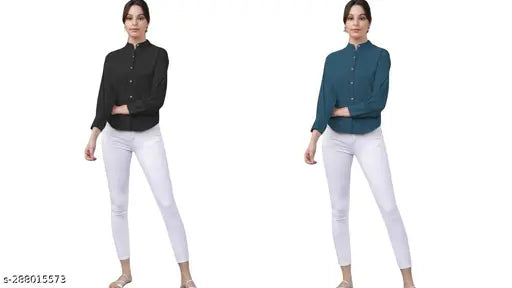 Woman American Crepe office Wear Shirt Combo.