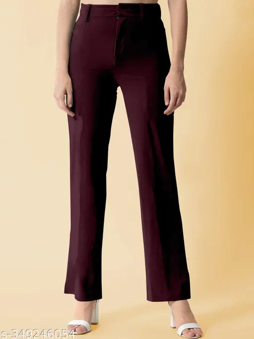 Maroon high-waisted trousers