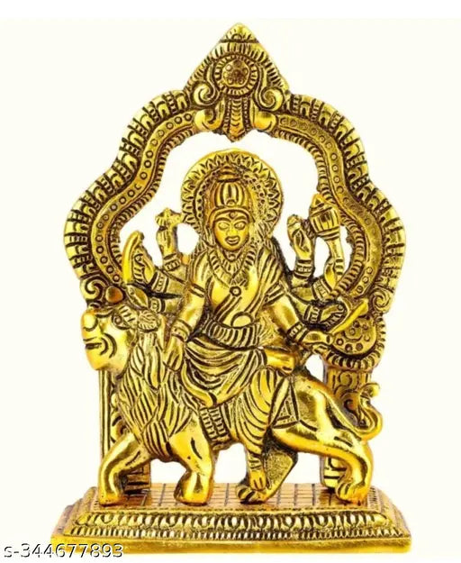 Brass handicraft Durga Mata idol, 11cm x 11.5cm x 10cm, home or office showpiece, symbolizing divine protection and power during Navratri