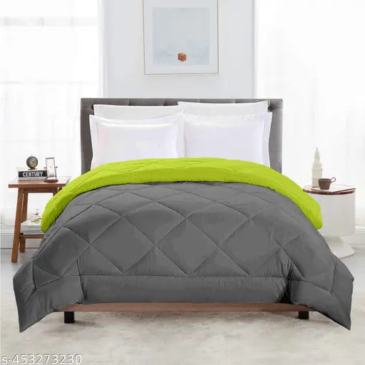 Reversible microfiber comforter single bed, 220 GSM wadding, peached extra soft fabric. All-weather, hypoallergenic, diamond-stitched pattern for durability and comfort