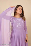 Georgette embroidered work gown with less border dupatta set, heavy georgette print for professional attire