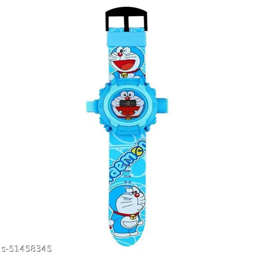 Doraemon digital toy watch with blue strap and cartoon character design