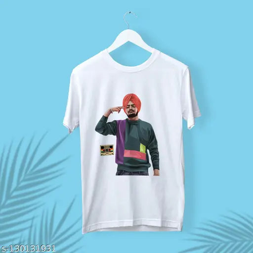 Sidhu Moosewala Punjabi printed T-shirt for men, polyester, short sleeves, rapper style