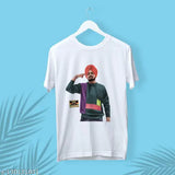 Sidhu Moosewala Punjabi printed T-shirt for men, polyester, short sleeves, rapper style