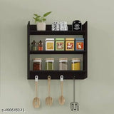 Wooden kitchen cabinet with spices and utensils 3 shelves 60cm