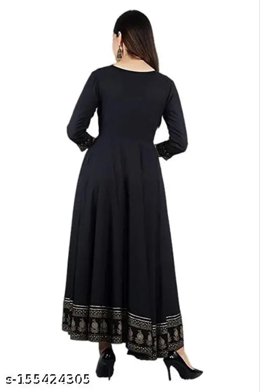 Black embroidered anarkali kurta for girls