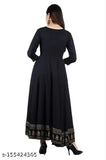 Black embroidered anarkali kurta for girls