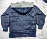 Navy blue puffer coat with hood