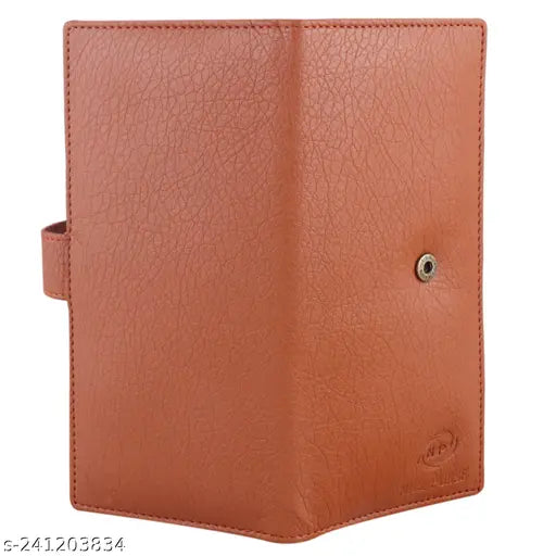 Tan PU leather Znw-Enterprise men's casual wallet with 2 note compartments and 11 card slots, free size (17 cm x 9 cm)