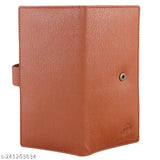Tan PU leather Znw-Enterprise men's casual wallet with 2 note compartments and 11 card slots, free size (17 cm x 9 cm)