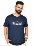 Burundi Blu men's pure cotton T-shirts, short sleeves, printed design. (S: 36in x 26in, M: 38in x 27in, L: 40in x 28in, XL: 42in x 29in, XXL: 44in x 30in), Indian-made