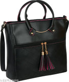 Black tassel sling bag with adjustable strap for women
