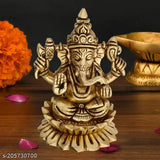 Brass Kamal Ganesh Ji statue, 3 inch high, brings blessings and elegance to home decor