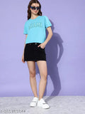 Blue cotton boxy t-shirt women's regular fit