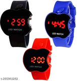 Apple watch with LED digital display for kids, red and black strap