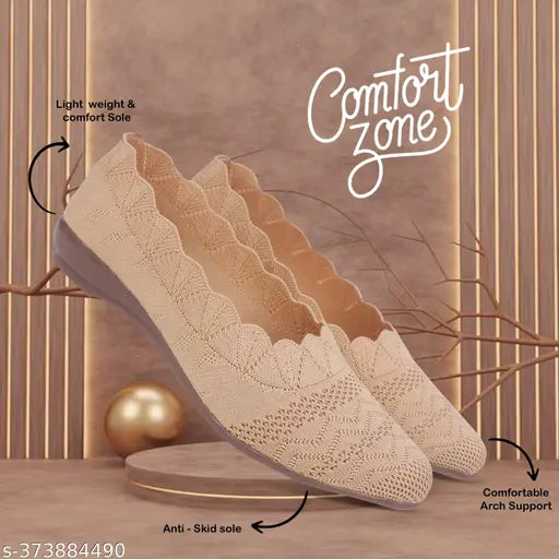 Indian mesh Women's Moza belly ballerinas in solid pattern - slip-on style