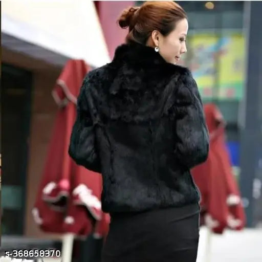 Wool winter jacket for women and girls, solid-patterned long-sleeve waistcoat, size options include L, XL, XXL (India export)