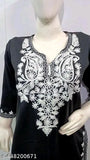 Trendy dark woolen kurti with detailed embroidery